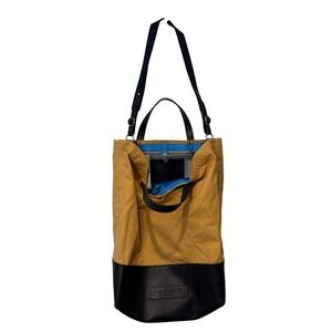 Timbuk2 Wedge Tote Bag Tan Canvas Black Leather Base Shoulder Bag